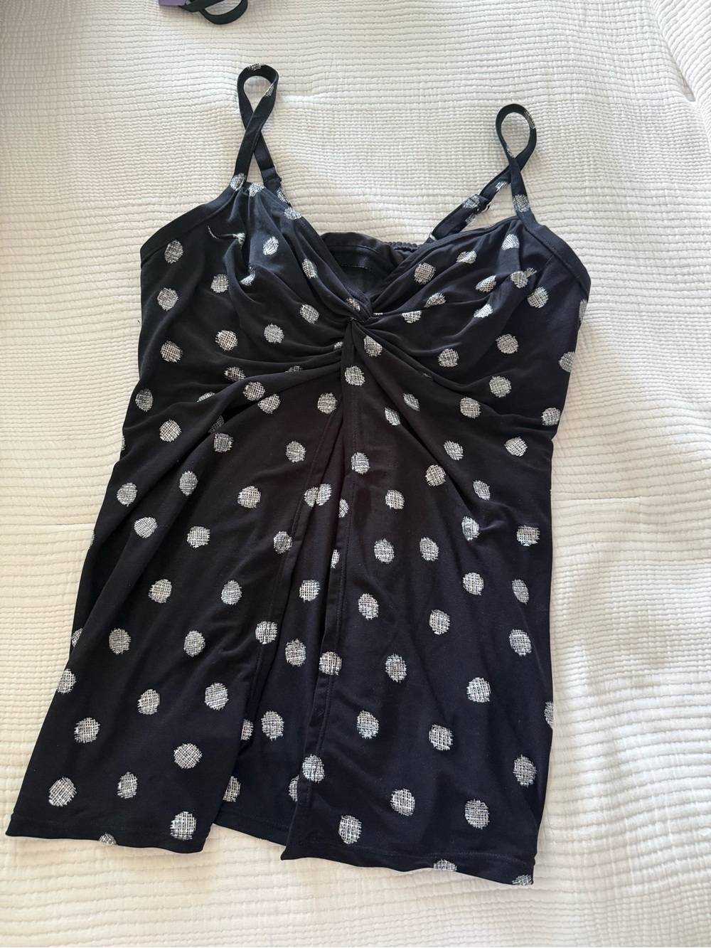 Miraclesuit top black and white polka dots
